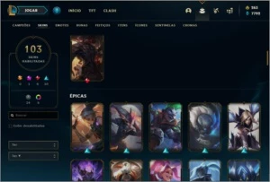 Conta prata 4 com 103 skins e 88 champs - League of Legends LOL