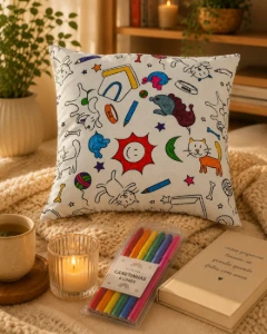 Kit almofada de colorir personalizada Quadrada - Artesanato e Personalizados