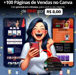 +100 Páginas De Vendas Editáveis No Canva🎁+2 Bônus Exlusivo - Outros