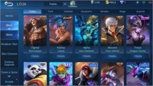 Conta Mobile Legends 66 Heróis e 65 Skins R$ 180