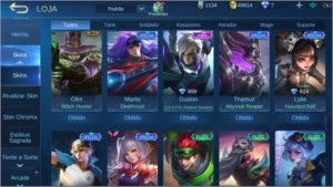 Conta Mobile Legends 66 Heróis e 65 Skins R$ 180