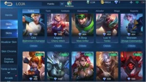 Conta Mobile Legends 66 Heróis e 65 Skins R$ 180