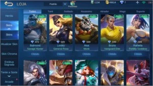 Conta Mobile Legends 66 Heróis e 65 Skins R$ 180