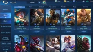 Conta Mobile Legends 66 Heróis e 65 Skins R$ 180