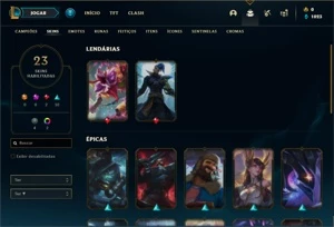 Conta Platina 3 com 72 Champs e 23 Skins - League of Legends LOL