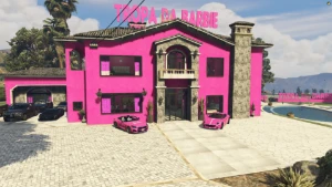 pack da barbie mansao 2 carros park na praia skin five - GTA