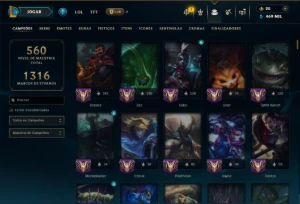 Ouro 3 com TODOS os Champs e 195 Skins ( Nivel 674 ) - League of Legends LOL