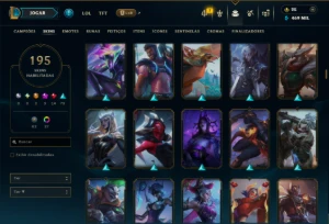 Ouro 3 com TODOS os Champs e 195 Skins ( Nivel 674 ) - League of Legends LOL