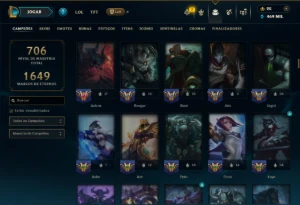 Ouro 3 com TODOS os Champs e 195 Skins ( Nivel 674 ) - League of Legends LOL