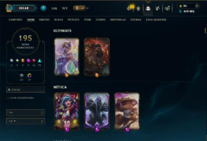 Ouro 3 com TODOS os Champs e 195 Skins ( Nivel 674 ) - League of Legends LOL