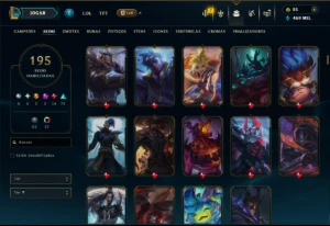 Ouro 3 com TODOS os Champs e 195 Skins ( Nivel 674 ) - League of Legends LOL