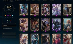 🔸 CONTA COM 16 SKINS PRESTÍGIOS E 92 SKINS NO ESPÓLIO 🔸 - League of Legends LOL