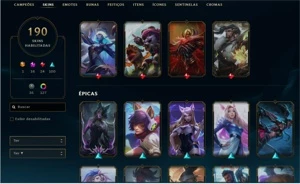 🔸 CONTA COM 16 SKINS PRESTÍGIOS E 92 SKINS NO ESPÓLIO 🔸 - League of Legends LOL