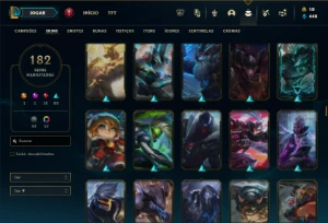 Bronze 2 com TODOS os champs e 182 Skins ( 150 Jogos ) - League of Legends LOL