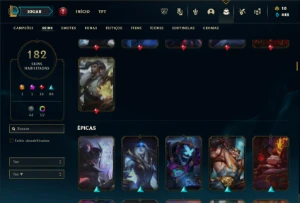Bronze 2 com TODOS os champs e 182 Skins ( 150 Jogos ) - League of Legends LOL