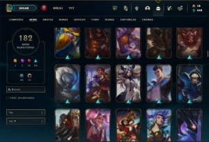 Bronze 2 com TODOS os champs e 182 Skins ( 150 Jogos ) - League of Legends LOL