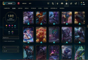 Bronze 2 com TODOS os champs e 182 Skins ( 150 Jogos ) - League of Legends LOL