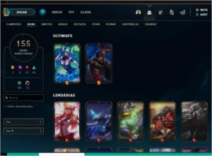Conta Platina 155 skins + 9k de RP acesso completo 300 reais - League of Legends LOL