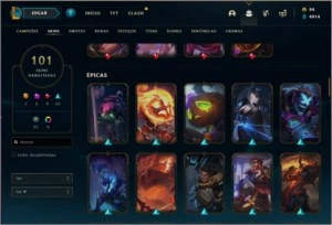 Conta LoL - Platina 1 - 129 champs  - 101 skins - League of Legends