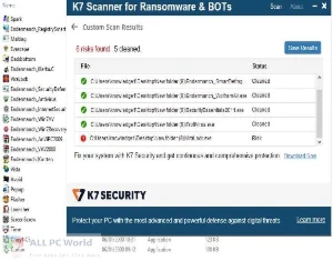 K7 Scanner for Ransomware & BOTs