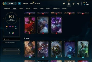 Conta prata 2 com 135 Champs e 101 Skins (2 Prestigios) - League of Legends LOL