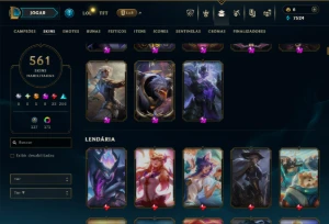 Prata 1 com TODOS os Champs e 561 Skins +4 Prestigios - League of Legends LOL