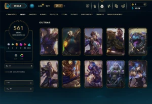 Prata 1 com TODOS os Champs e 561 Skins +4 Prestigios - League of Legends LOL