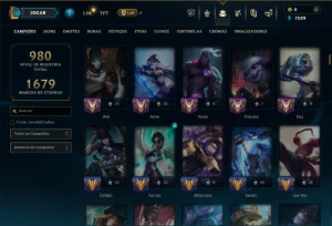Prata 1 com TODOS os Champs e 561 Skins +4 Prestigios - League of Legends LOL