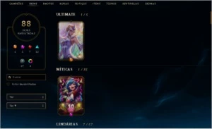 CONTA DE LOL/ 88 SKINS/ OURO/ SKIN ULTIMATE/ 7 LENDÁRIAS - League of Legends