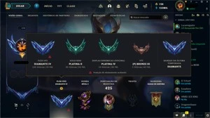 Conta platina 2, ex diamante 2. Todos os campões. - League of Legends LOL