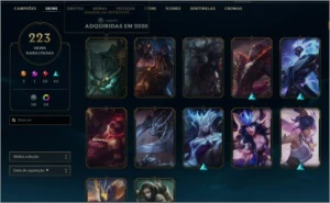 Conta league of legends lvl 337, com 222 skins e diamante 4 LOL