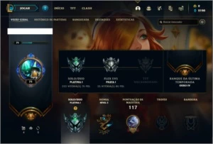 Conta platian 1 com 45 champs e 16 skins + 1 Prestigio - League of Legends LOL