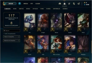 Conta platian 1 com 45 champs e 16 skins + 1 Prestigio - League of Legends LOL