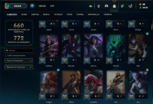 Esmeralda 4 com TODOS os champs e 526 Skins + 109 Cromas - League of Legends LOL