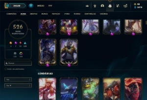 Esmeralda 4 com TODOS os champs e 526 Skins + 109 Cromas - League of Legends LOL