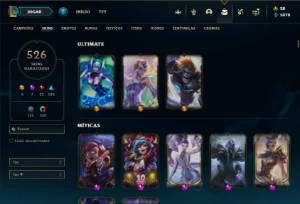 Esmeralda 4 com TODOS os champs e 526 Skins + 109 Cromas - League of Legends LOL