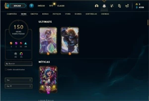 Conta prata 1 com 138 Champs e 150 Skins + 500k de Shaco - League of Legends LOL