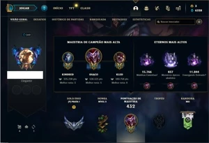 Conta prata 1 com 138 Champs e 150 Skins + 500k de Shaco - League of Legends LOL