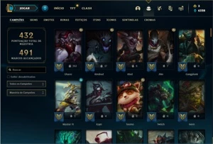 Conta prata 1 com 138 Champs e 150 Skins + 500k de Shaco - League of Legends LOL