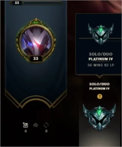 Conta platina 4 88% win rate 82 LP - League of Legends LOL