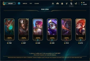 Conta prata 4 com 140 Champs e 66 Skins +1 Fragmento - League of Legends LOL