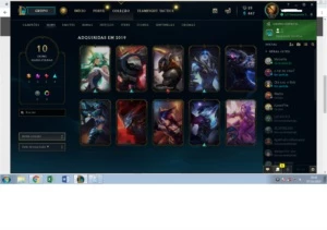 Vendo OURO 4, lv 93, 10 skins, 12 emotes, 34 champs - League of Legends LOL