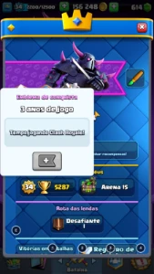 Conta Desafiante, Level 32, Arena 15, 17 Lendárias, 6 Full - Clash Royale