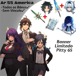 3 Arcontes, Xiao + Assinatura, Eula + Assinatura, Yelan - Genshin Impact