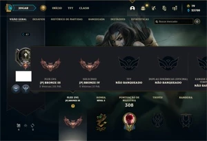 Conta Bronze 4 com 135 Champs e 53 Skins + 2 Fragmentos - League of Legends LOL