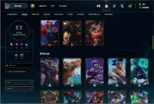 Conta Bronze 4 com 135 Champs e 53 Skins + 2 Fragmentos - League of Legends LOL