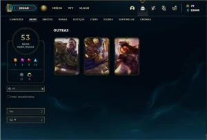 Conta Bronze 4 com 135 Champs e 53 Skins + 2 Fragmentos - League of Legends LOL