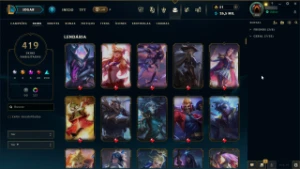 Vendo conta de lol Gold 1 com todos champs e 419 skins - League of Legends