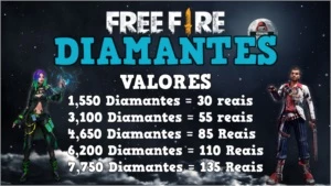 DIAMANTES FREE FIRE 1,550 PROMOÇÃO