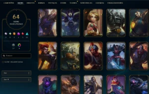 Ouro, 64 Skins, 2 Ultimate, 1 Mítica, 5 Lendárias, 10K Ea - League of Legends LOL
